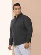 Men Cotton Printed 1 Pocket Regular Fit Smart Casual Shirt  - Black