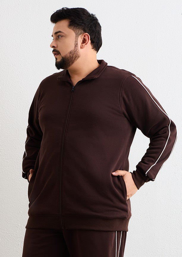 Sweat Shirt Jacket Style - 711-Coffee
