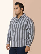 Men Cotton Stripe 1 Pocket Regular Fit Smart Casual Shirt  - GreyWhite