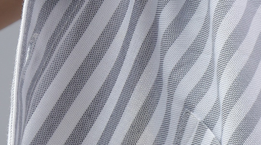 Men Grey Cotton Stripes 1 Pocket Slim Fit Casual Shirt