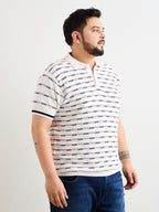 Neon Chillie Men's Plus Size Half Sleeve Polo Ribbed T Shirt - 144-White