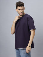 Drop-Shoulder Sleeves Heavy GSM Pure Cotton Oversize Fit T-shirt (NC-OS-102-Purple)
