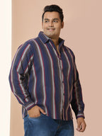 Men Cotton Stripe 1 Pocket Regular Fit Smart Casual Shirt - RedOlive