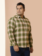 Men Cotton Checks 1 Pocket Regular Fit Smart Casual Shirt - Dark Green