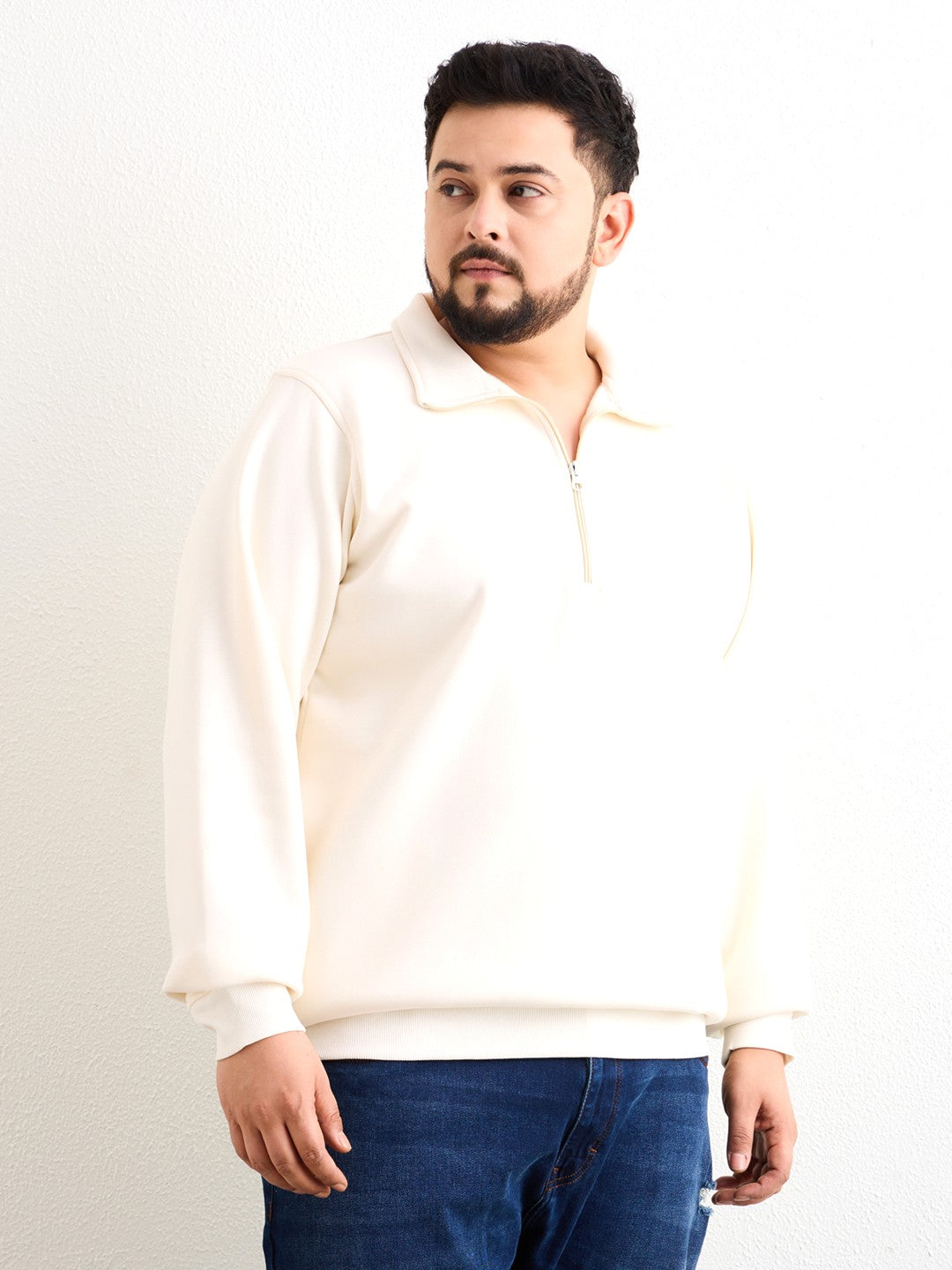 White Sweat Shirt Plus size Full Sleeve - 709-White