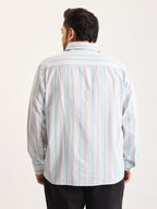 Plus Size Cotton 1 Pocket Regular Fit Smart Casual Shirt  - Aqua Blue - Style 1266