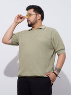 Flat Knit Half sleeve Polo Ribbed T Shirt- Style- NC-Plus-129-Mouse