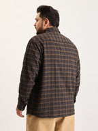 Plus Size Cotton 1 Pocket Regular Fit Smart Casual Shirt  - Black - Style 1264