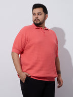 Flat Knit Half sleeve Polo Ribbed T Shirt -Style- NC-Plus-129-Carrot