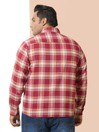 Men Cotton Checks 1 Pocket Regular Fit Smart Casual Shirt - Red
