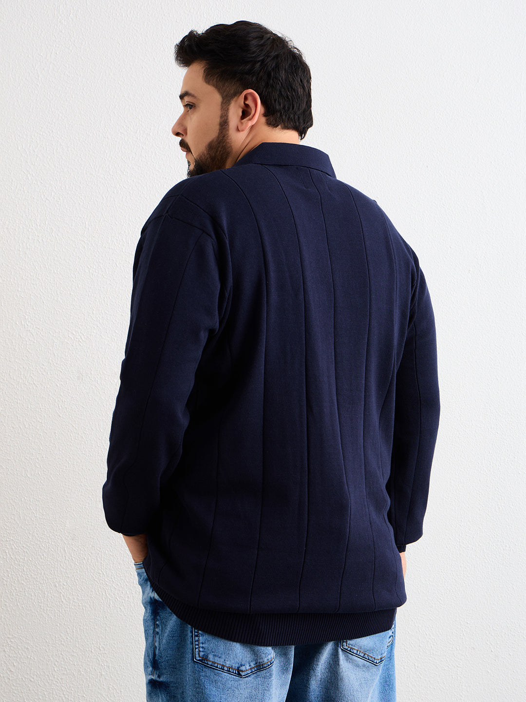 Flat Knit Polo T Shirt 137-Navy