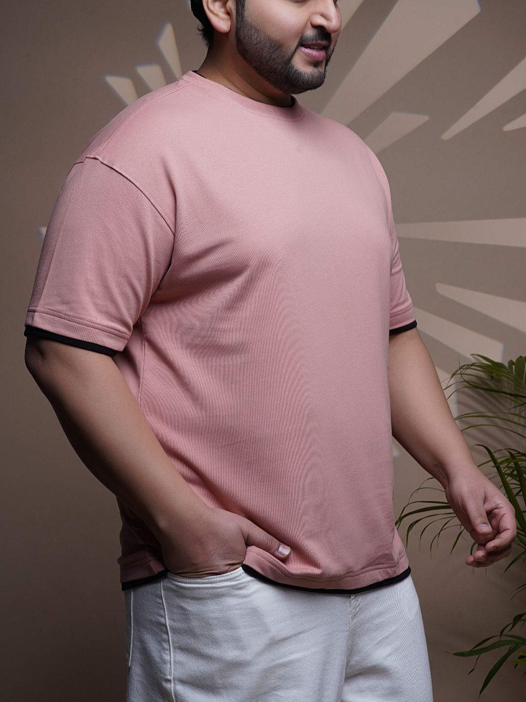 Crew Neck Half sleeve T Shirt - NC-Plus-101-D-Pink