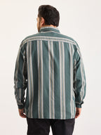 Plus Size Cotton 1 Pocket Regular Fit Smart Casual Shirt  - Green - Style 1269