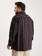Plus Size Cotton 1 Pocket Regular Fit Smart Casual Shirt  - Coffee - Style 1268