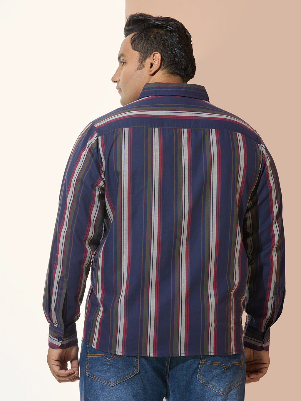 Men Cotton Stripe 1 Pocket Regular Fit Smart Casual Shirt - RedOlive