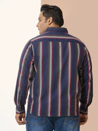 Men Cotton Stripe 1 Pocket Regular Fit Smart Casual Shirt - RedOlive