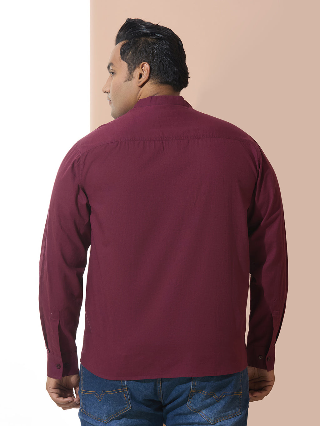 Men Cotton Linen 2 Pocket Regular Fit Smart Casual Shirt - Style- NC-2k53-Wine