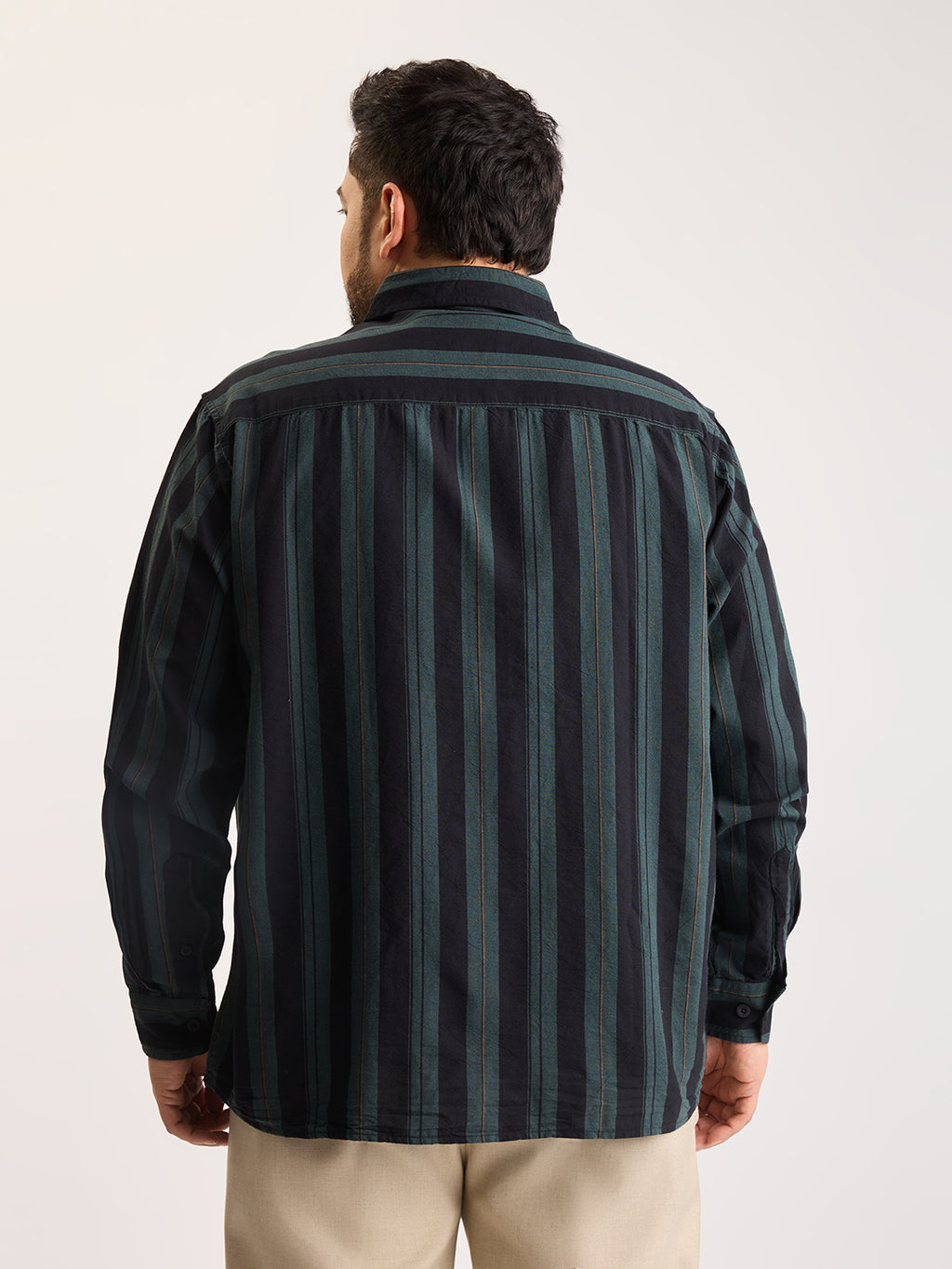 Plus Size Cotton 1 Pocket Regular Fit Smart Casual Shirt  - Dark Green - Style 1268
