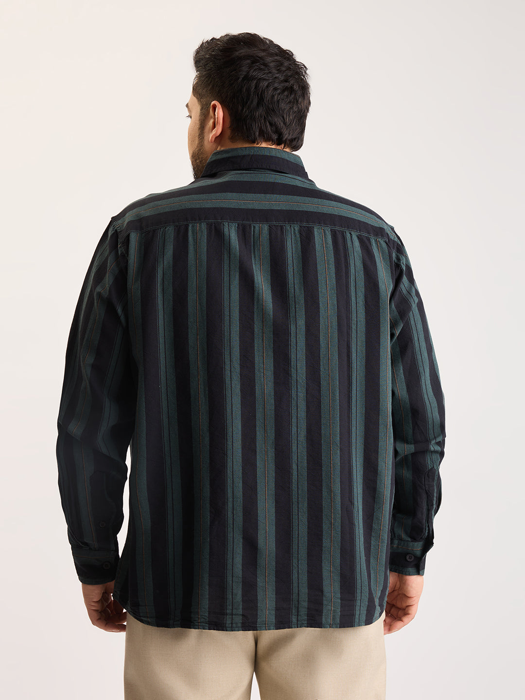 Plus Size Cotton 1 Pocket Regular Fit Smart Casual Shirt  - Dark Green - Style 1268