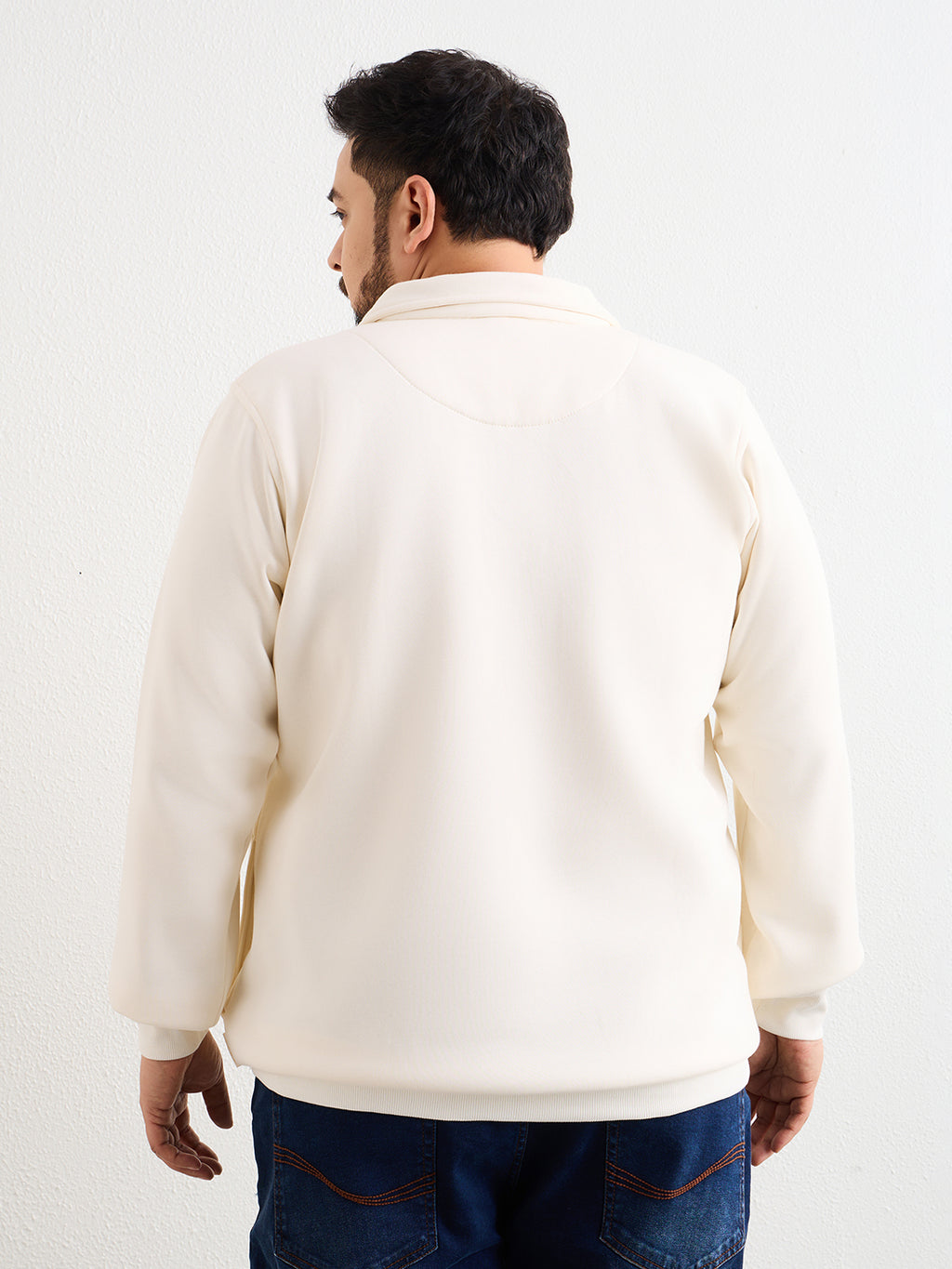 White Sweat Shirt Plus size Full Sleeve - 709-White