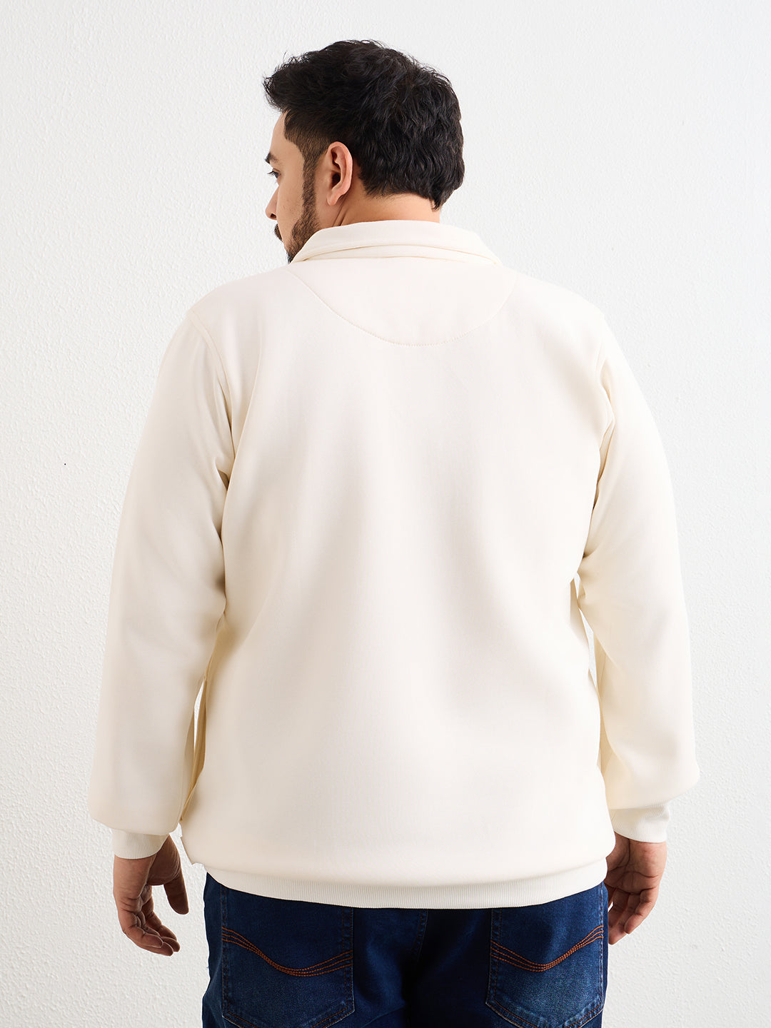 White Sweat Shirt Plus size Full Sleeve - 709-White