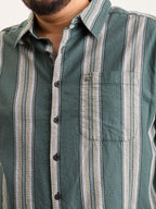 Plus Size Cotton 1 Pocket Regular Fit Smart Casual Shirt  - Green - Style 1269