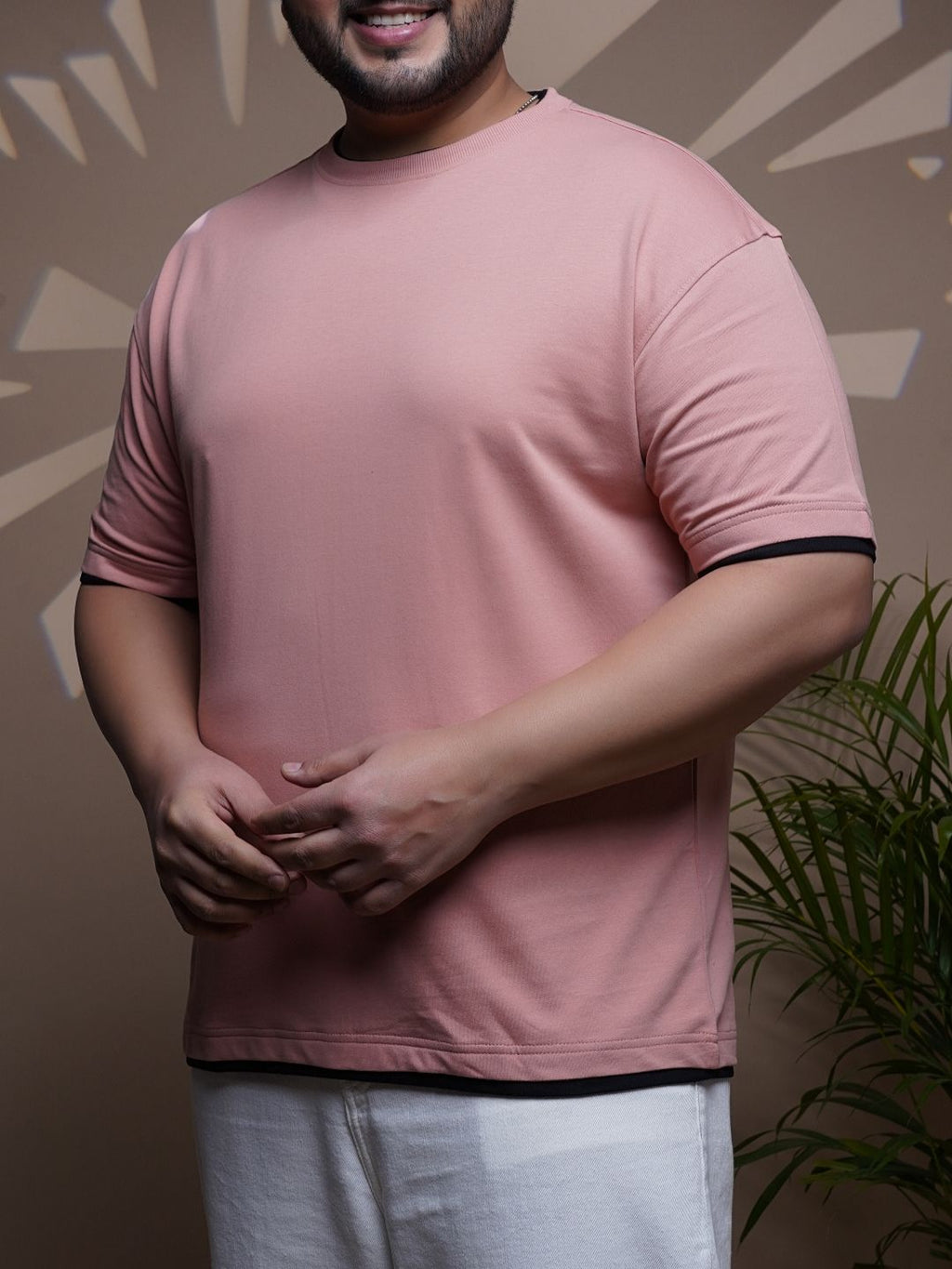 Crew Neck Half sleeve T Shirt - NC-Plus-101-D-Pink