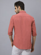 Men Linen Cotton 2 Pocket Flap Carrot Solid Color Slim Fit Casual Shirt