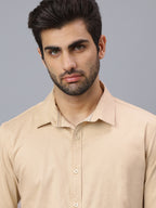 Men Beige Structured Self Design Solid Color Slim Fit Casual Shirt