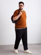 Flat Knit Half Sleeve Polo Ribbed T Shirt  - Rust - Style 138-Rust