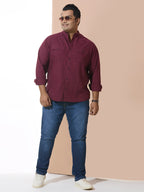 Men Cotton Linen 2 Pocket Regular Fit Smart Casual Shirt - Style- NC-2k53-Wine