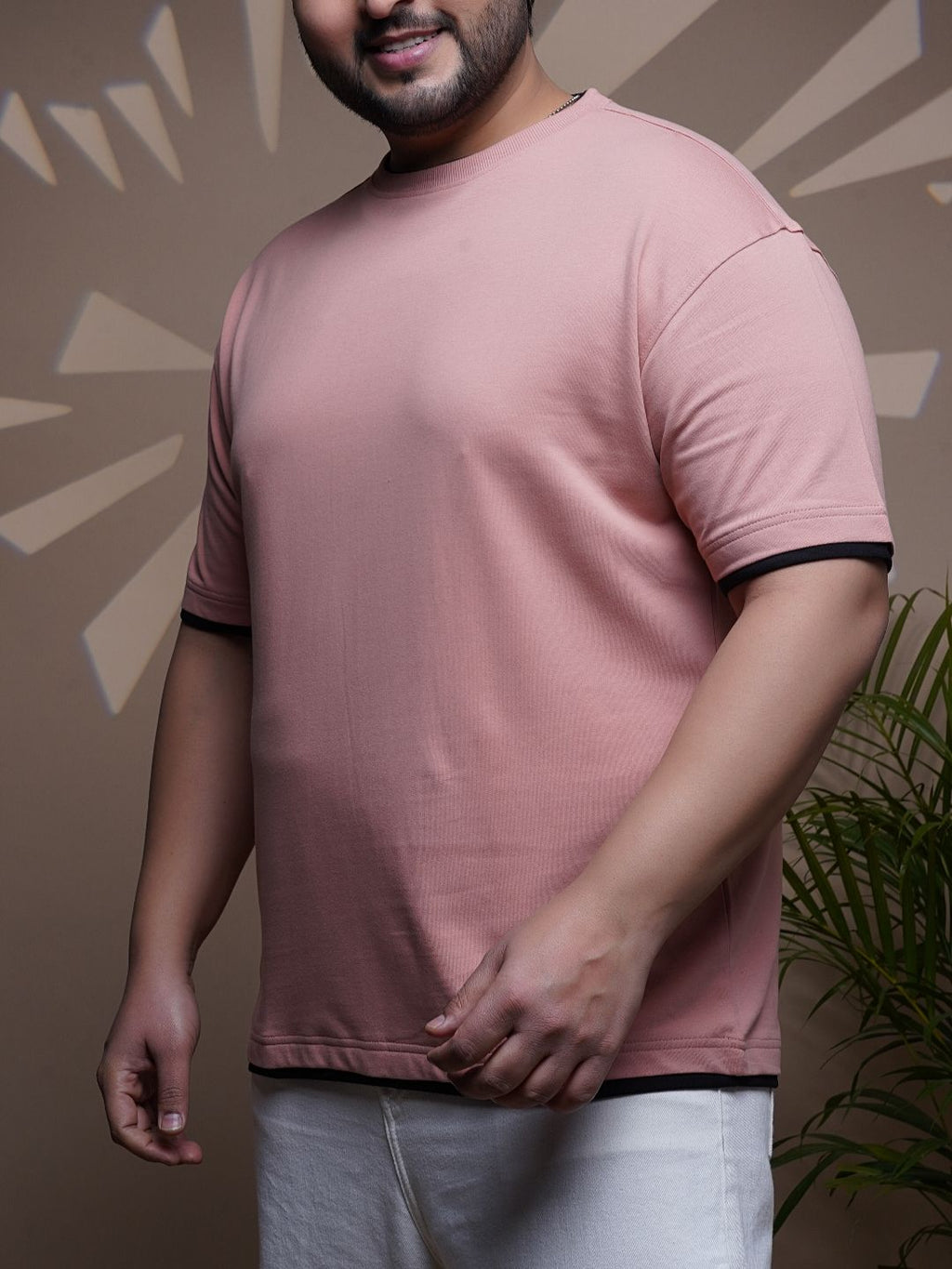 Crew Neck Half sleeve T Shirt - NC-Plus-101-D-Pink