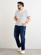 Neon Chillie Men's Plus Size Half Sleeve Polo Ribbed T Shirt - 144-White