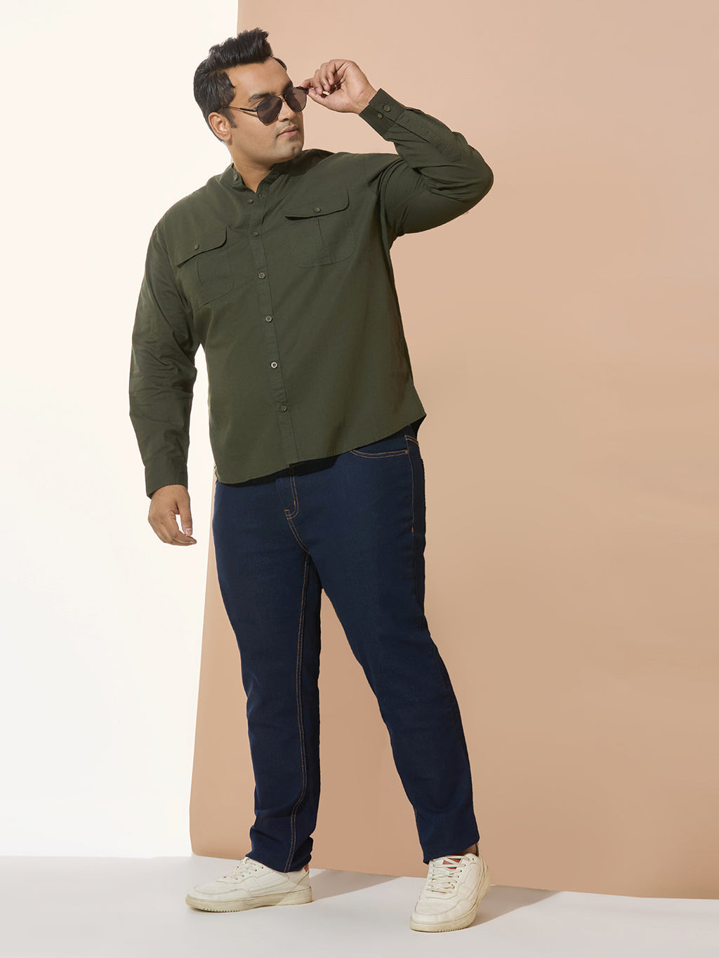 Men Cotton Linen 2 Pocket Regular Fit Smart Casual Shirt - Style- NC-2k53-Dark Green