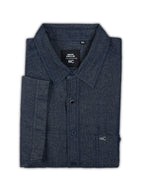 Plus Size Denim Regular Fit Smart Casual Shirt - Dark Blue
