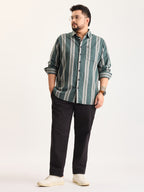 Plus Size Cotton 1 Pocket Regular Fit Smart Casual Shirt  - Green - Style 1269