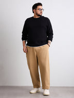 Flat Knit Full Sleeve Polo Ribbed T Shirt  - Black - Style 133