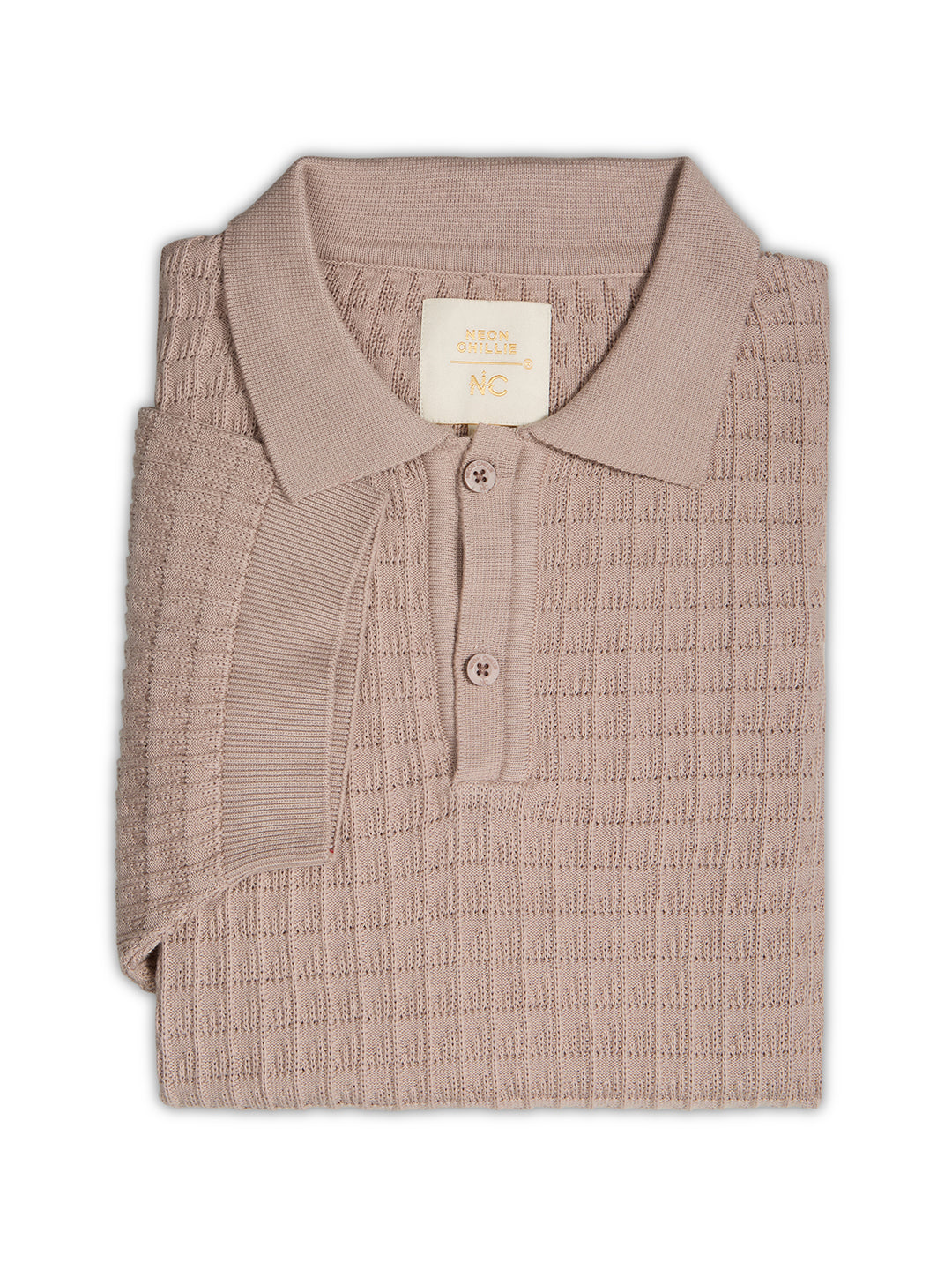 Flat Knit Half sleeve Polo Ribbed T Shirt - Style- NC-Plus-129-Coco