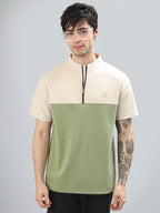 Neon Chillie Zipper T-shirt for Men (NC-114-Beige)
