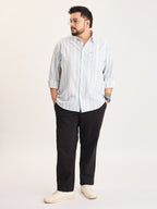 Plus Size Cotton 1 Pocket Regular Fit Smart Casual Shirt  - Aqua Blue - Style 1266
