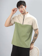 Neon Chillie Zipper T-shirt for Men (NC-114-Beige)