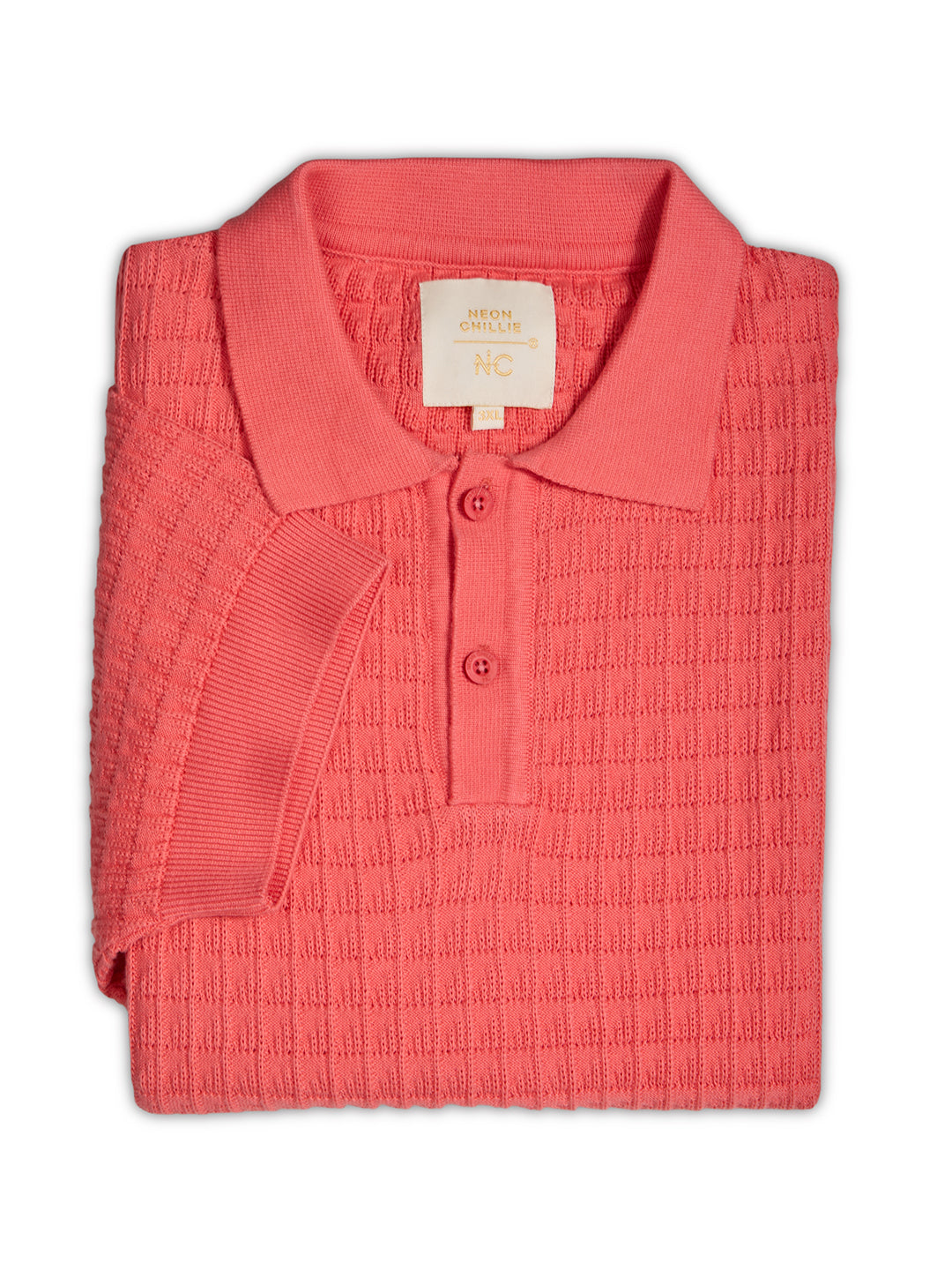 Flat Knit Half sleeve Polo Ribbed T Shirt -Style- NC-Plus-129-Carrot