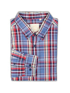 Plus Size Cotton Checks Shirt 1 Pocket Regular Fit Smart Casual Shirt, Style- Plus-1263-Red