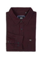 Plus Size Cotton Stripes Shirt 1 Pocket Regular Fit Smart Casual Shirt, Style-1270-Maroon