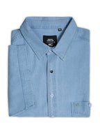 Plus Size Denim Regular Fit Smart Casual Shirt - Light Blue