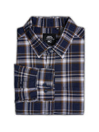 Plus Size Cotton Checks Shirt 1 Pocket Regular Fit Smart Casual Shirt, Style-Plus-1265-Navy