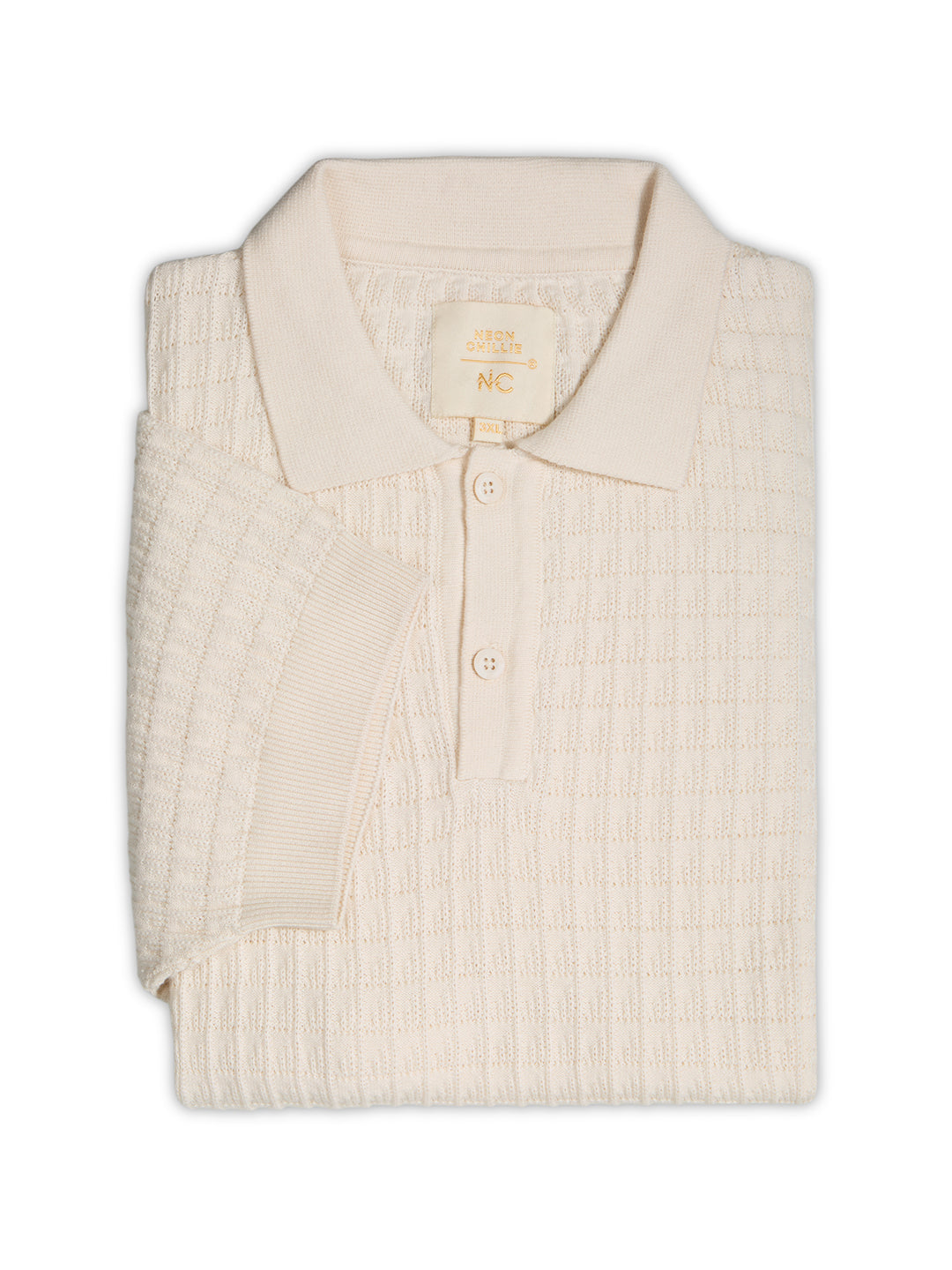 Flat Knit Half sleeve Polo Ribbed T Shirt, Style- NC-Plus-129-Ash-Milange