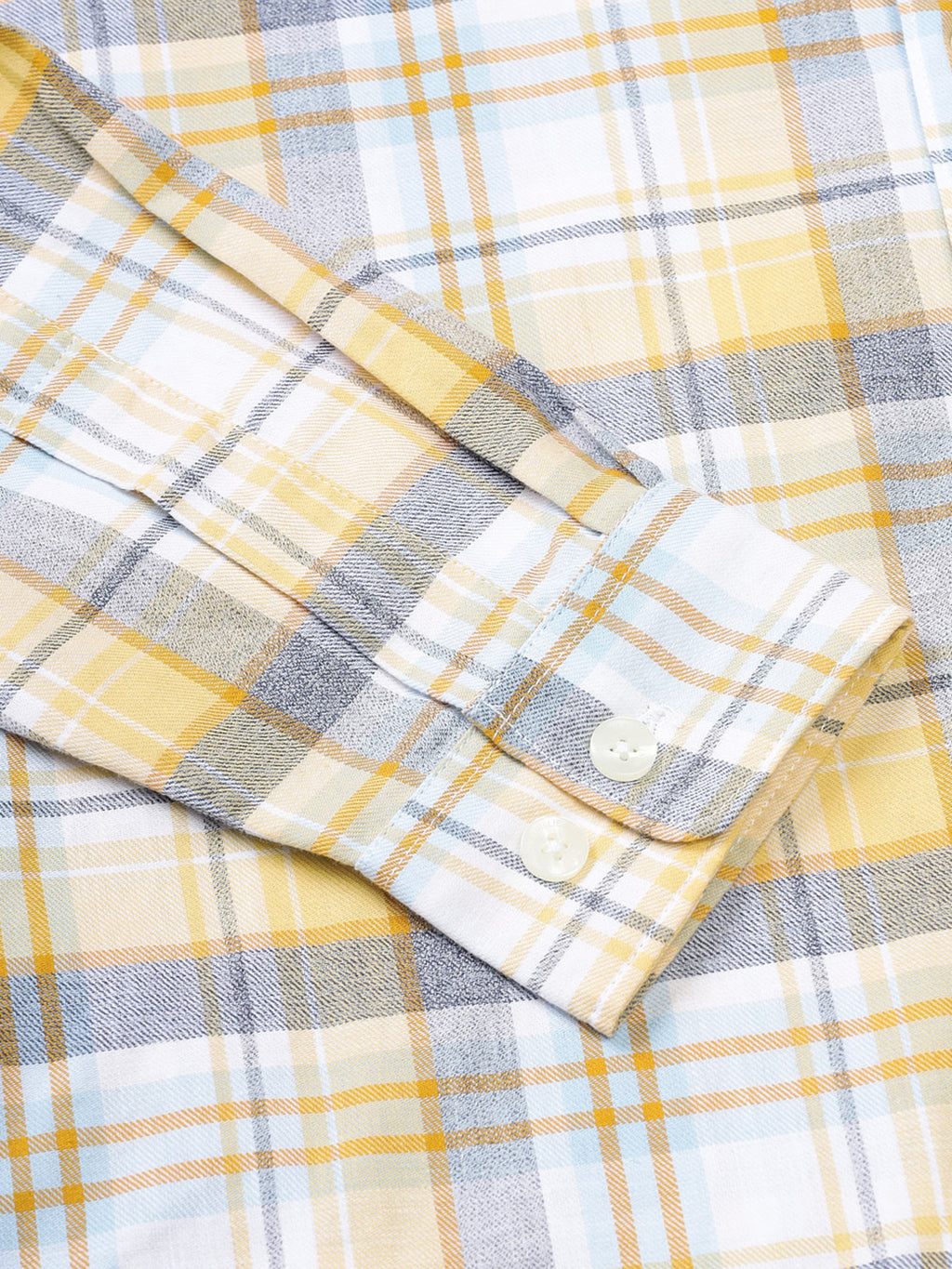 Men Brushed Flannel Yellow, Sky Blue and Blue Checkered Classic Fit Smart Casual Shirt