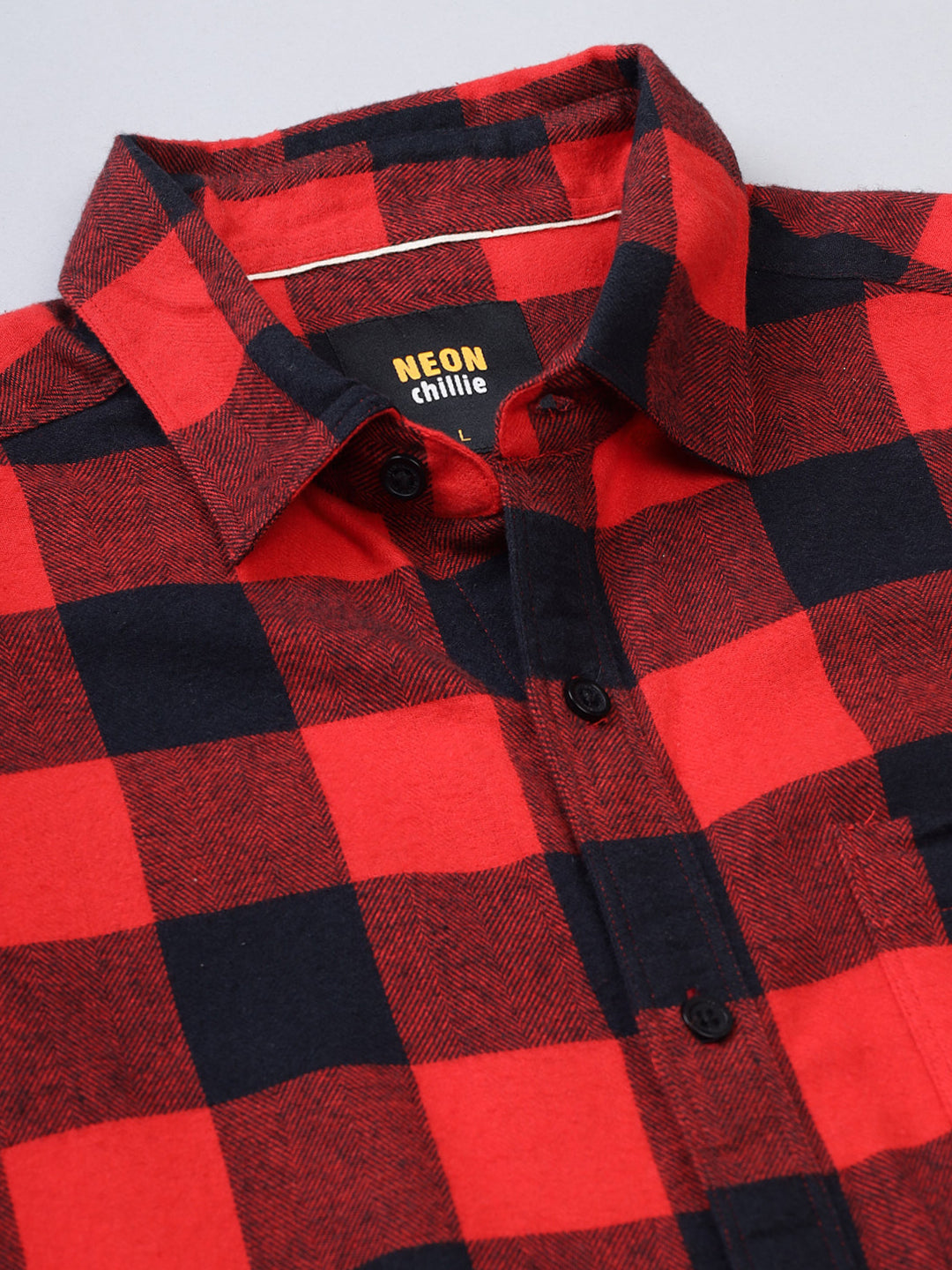 Men Red and Black  Checkered Classic Fit Smart Casual Shirt