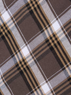 Plus Size Cotton Checks Shirt 1 Pocket Regular Fit Smart Casual Shirt, Style- Plus-1262-brown